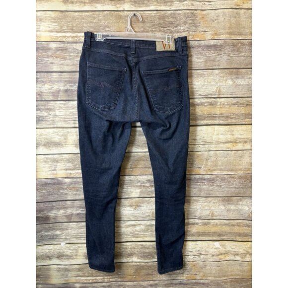 Nudie Jeans Pipe Led Slim Jeans 31 x 30 Dry Dark Navy Organic Cotton - Picture 3 of 6